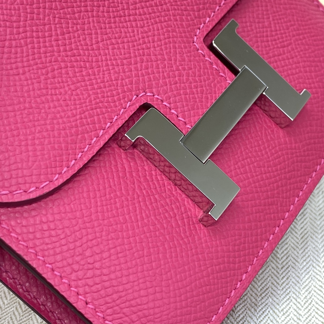 Hermes Constance Slim Wallet Belt Bag In Rose Red Epsom Leather